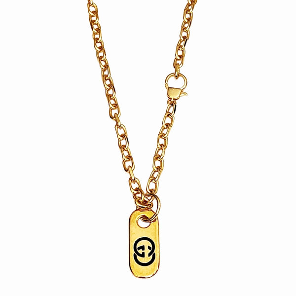 Vintage GG Zipper Charm on 24K Gold-Filled Chunky Rollo Chain