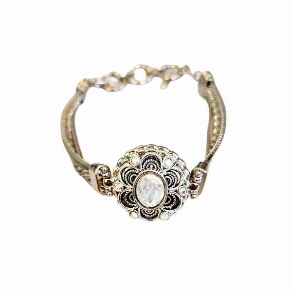 Silver Snap Charm Bracelet with interchangeable Crystal Charm