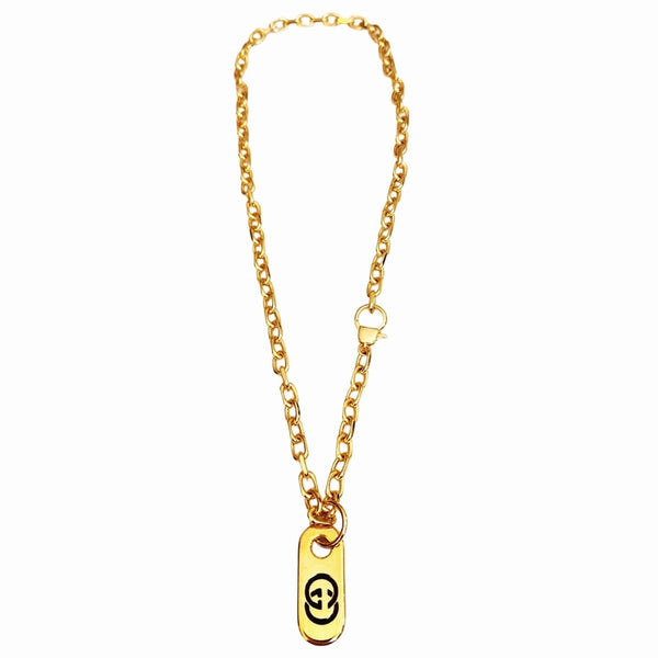 Vintage GG Zipper Charm on 24K Gold-Filled Chunky Rollo Chain