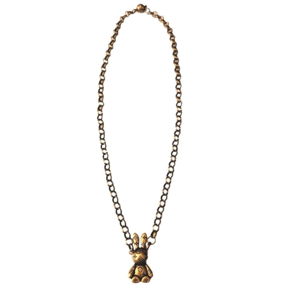 LV Embossed Metal Bunny Emblem Pendant on Matching Chain w/Magnetic Clasp Upcycled Gemz