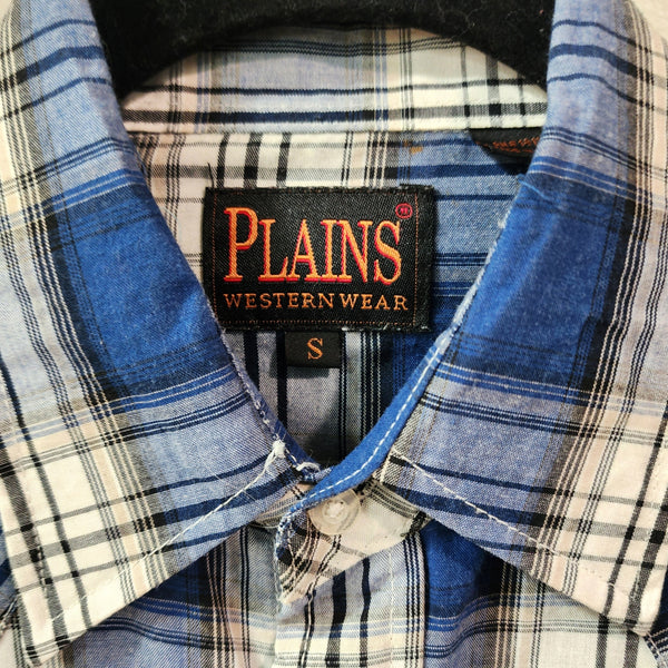 Love Like Jesus Custom Upcycled Plaid Pearl Snap Button Western Shirt, Women's S