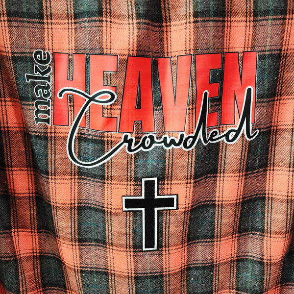Make Heaven Crowded Custom Upcycled Plaid Sherpa Lined Shirt, Women's M