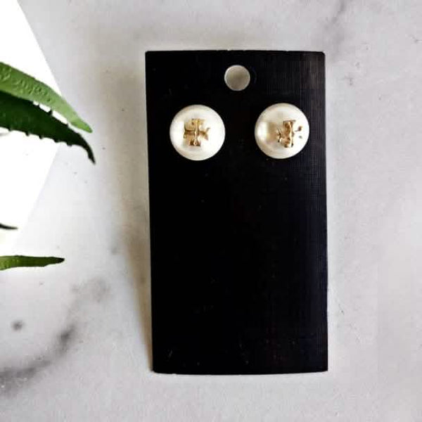 Tory Burch Domed Pearl Button Earrings Earrings Upcycled Gemz