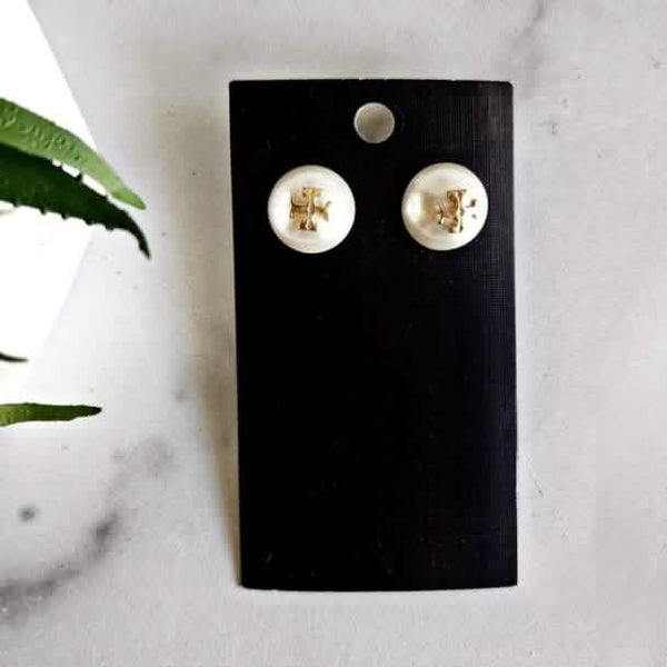 Tory Burch Domed Pearl Button Earrings Earrings Upcycled Gemz