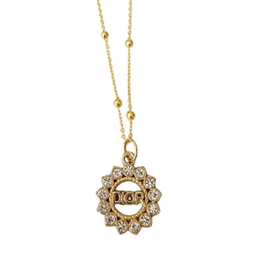 Repurposed Designer Rhinestone Pendant on 18K GF Satellite Chain Necklace