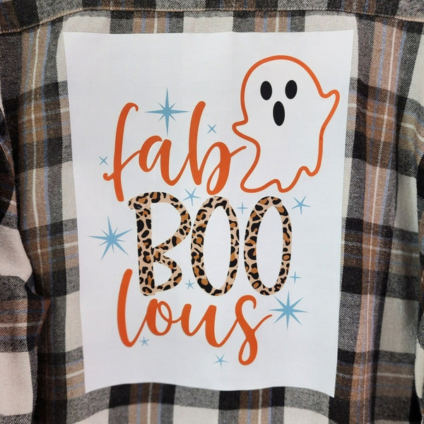 Fab BOO Lous Brown & White Custom Plaid Flannel Shirt, XL