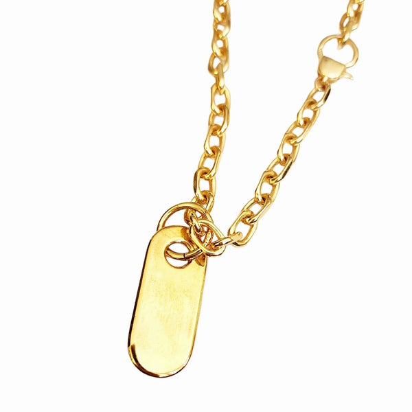 Vintage GG Zipper Charm on 24K Gold-Filled Chunky Rollo Chain