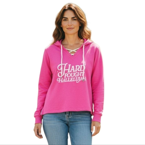 Hard Fought Hallelujah Upcycled Crop Hoodie, Women's S