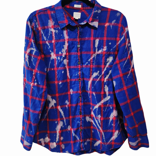 Created With A Purpose Custom Christian Upcycled Plaid JCrew Shirt, Women's L
