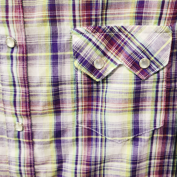 Jesus The Way The Truth The Life Custom Christian Upcycled Plaid Snap Button Wrangler Western Shirt, Women's XL