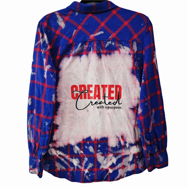 Created With A Purpose Custom Christian Upcycled Plaid JCrew Shirt, Women's L