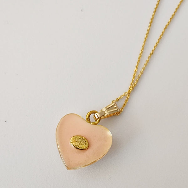 Repurposed Heart Shaped Designer Rhinestone Charm on 18K GF Chain Necklace