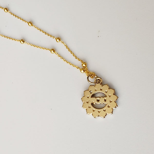 Repurposed Designer Rhinestone Pendant on 18K GF Satellite Chain Necklace