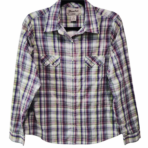 Jesus The Way The Truth The Life Custom Christian Upcycled Plaid Snap Button Wrangler Western Shirt, Women's XL