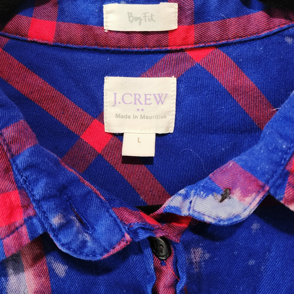 Created With A Purpose Custom Christian Upcycled Plaid JCrew Shirt, Women's L