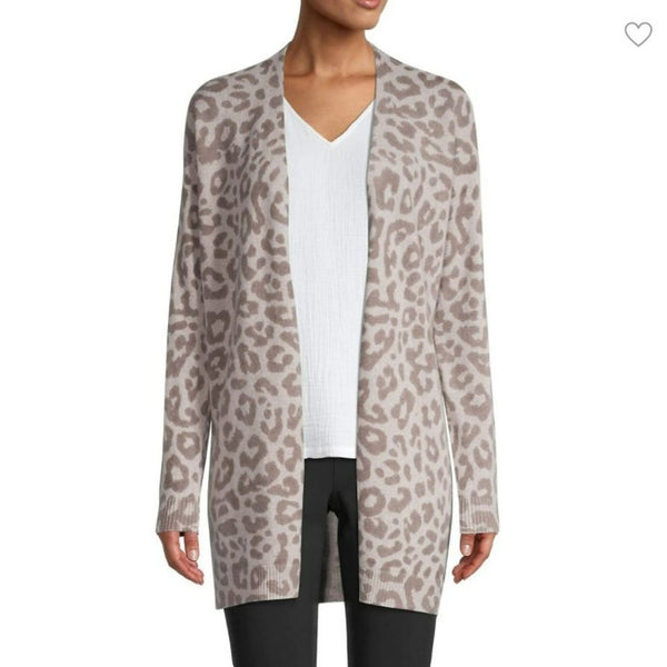 NWT Saks Fifth Avenue Leopard Cashmere Cardigan, Small