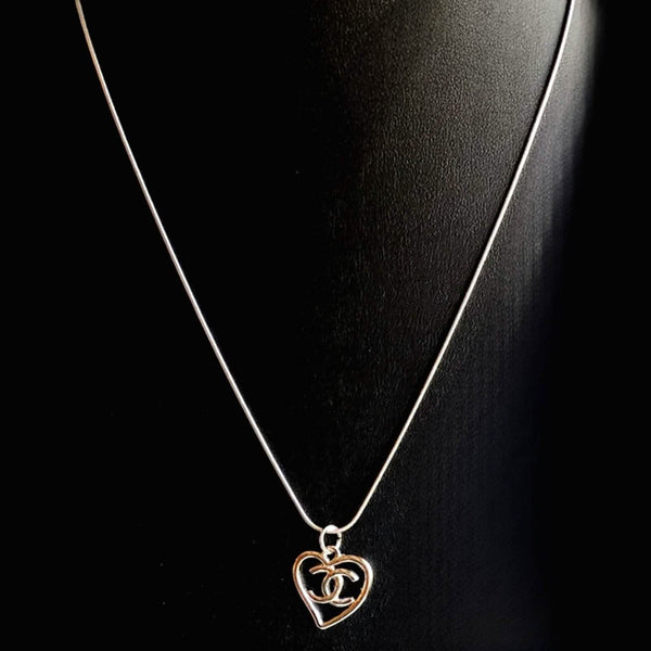 Designer Heart-shaped Silver Charm Finding on White Gold 18