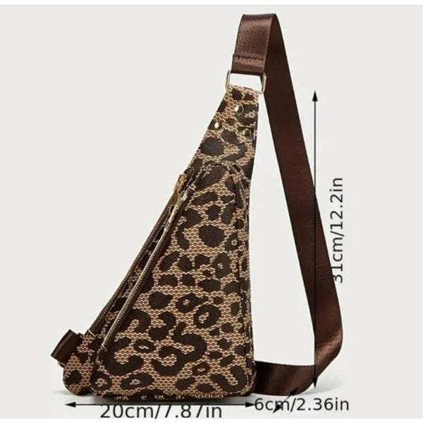 Blessed Geometric Print Faux Leather Triangle Bum Crossbody Bag Adjustable Strap