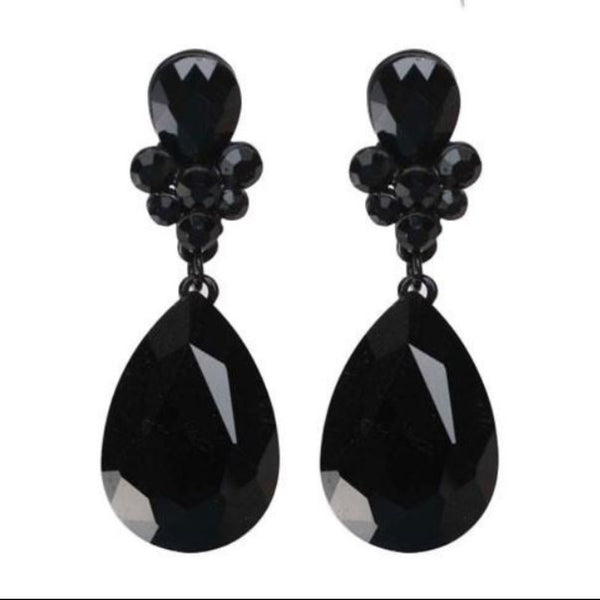 NWT Black Stone Bevel Cut Post Earrings