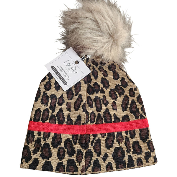 Kansas City Chiefs Leopard Print Arrowhead Pom Beanie