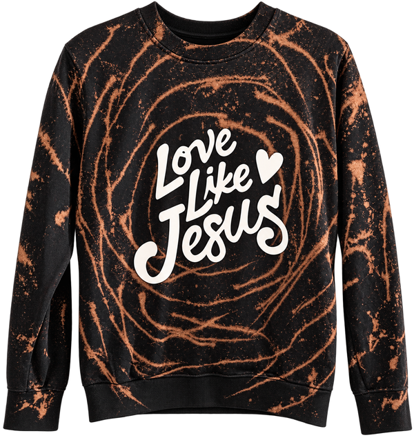 Love Like Jesus Custom Tie Dye Christian Upcycled Sweatshirt, M