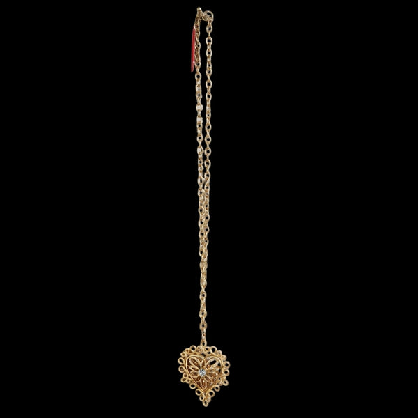 Oscar De La Renta Gold Tone Puffed Heart Statement Necklace