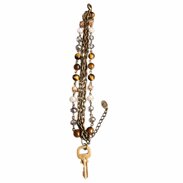 LV Lock Key Adjustable Beaded Bracelet