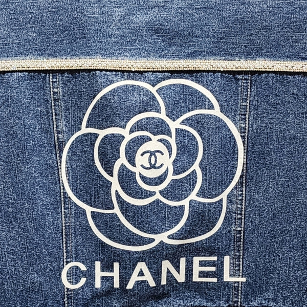 Designer Inspired Camilia Flower Custom Upcycled Denim Jean Jacket, M
