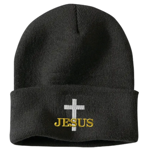 Embroidered Jesus Christian Acrylic Beanie, Unisex