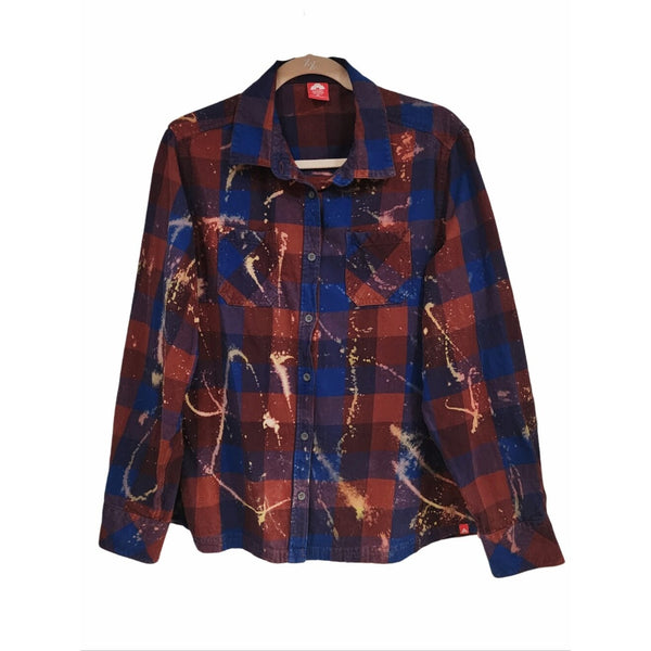 Jesus Saves Repurposed Christian Theme Plaid Shirt, XL