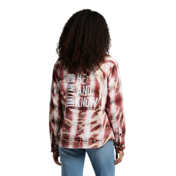 Be Still And Know That I Am God Repurposed Christian Theme Plaid Shirt, M