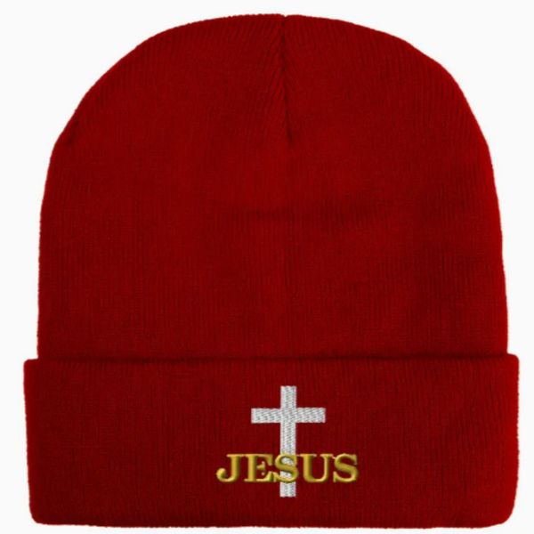 Embroidered Jesus Christian Acrylic Beanie, Unisex