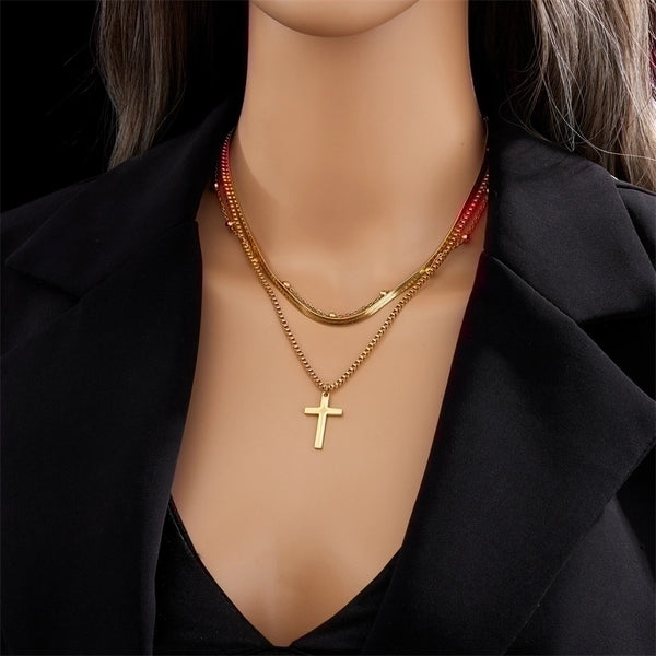 Cross Necklace Trio - Stainless Steel 18K Gold Plated