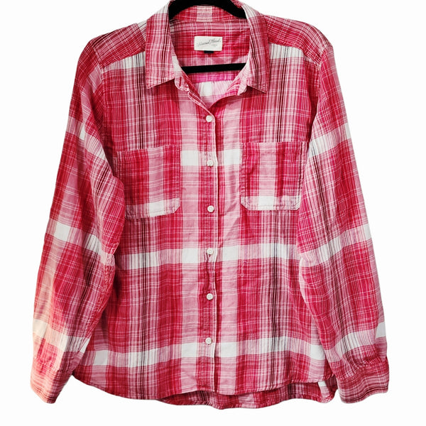 Have a Holly Dolly Christmas Upcycled Red & White Plaid Shirt, 2X