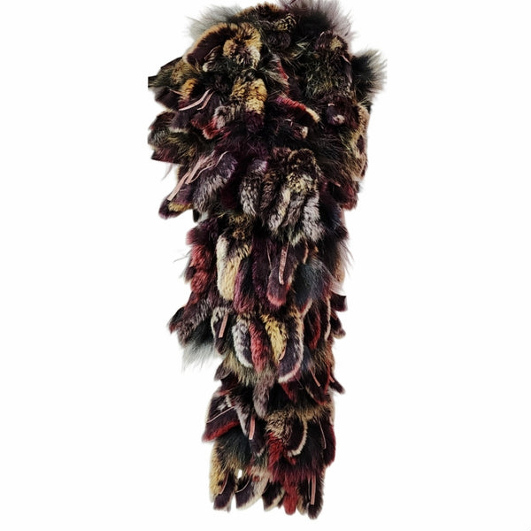 Elegant Feather & Leather Scarf - Purple, Gray, Brown, Blue, Black - 50