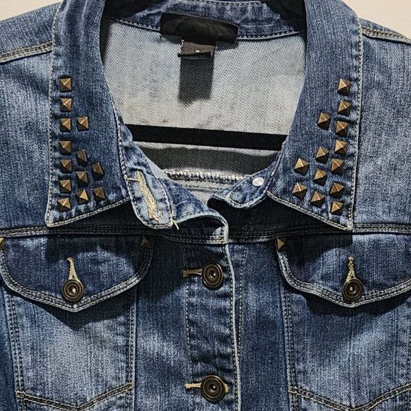 Frida Kahlo Floral Upcycled Custom Denim Jacket, Women's Size 16