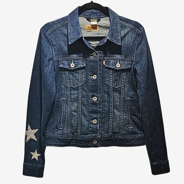 Frida Kahlo Vibrant Floral Custom Upcycled Denim Levi's Jacket, M