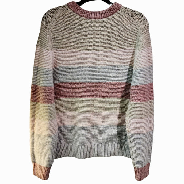 NWOT Rebecca Taylor La Vie Soft Wool Alpaca Blend Knit Pastel Striped Sweater XL