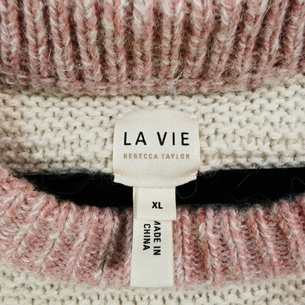 NWOT Rebecca Taylor La Vie Soft Wool Alpaca Blend Knit Pastel Striped Sweater XL