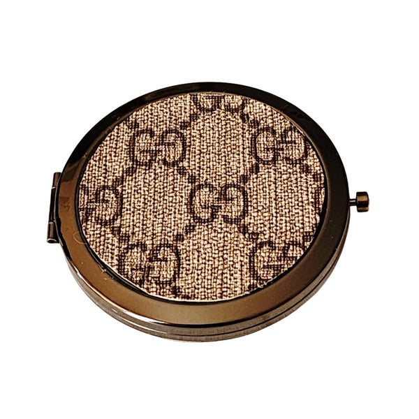 Repurposed GG Canvas Dual Mirror Compact - Gunmetal