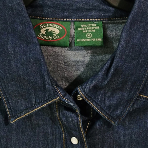 Kansas City Chiefs Upcycled Denim Snap Button Western Shirt, Size XL