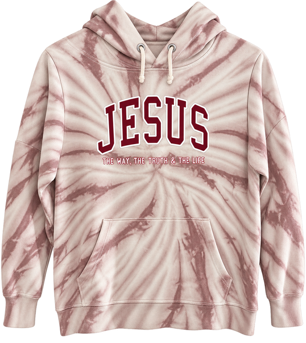 Jesus - The Way, The Truth & The Life Custom Tie Dye Christian Upcycled Hoodie Sweatshirt, L