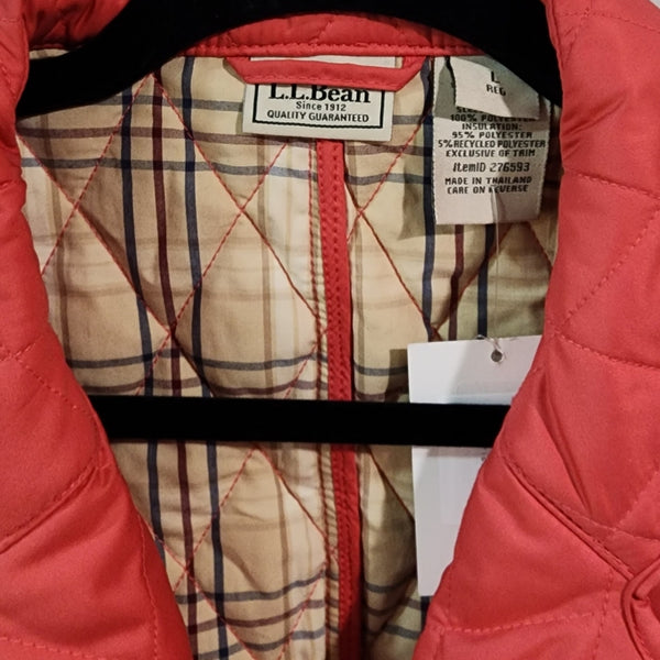 L.L. Bean Diamond Quilted Insulated Women's Riding Coat In Coral, L