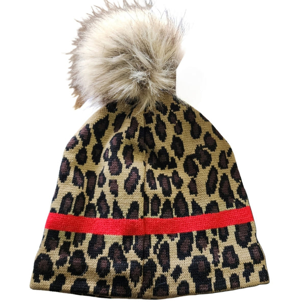 Kansas City Chiefs Embellished Sherpa Lined Leopard Print Pom-Pom Beanie