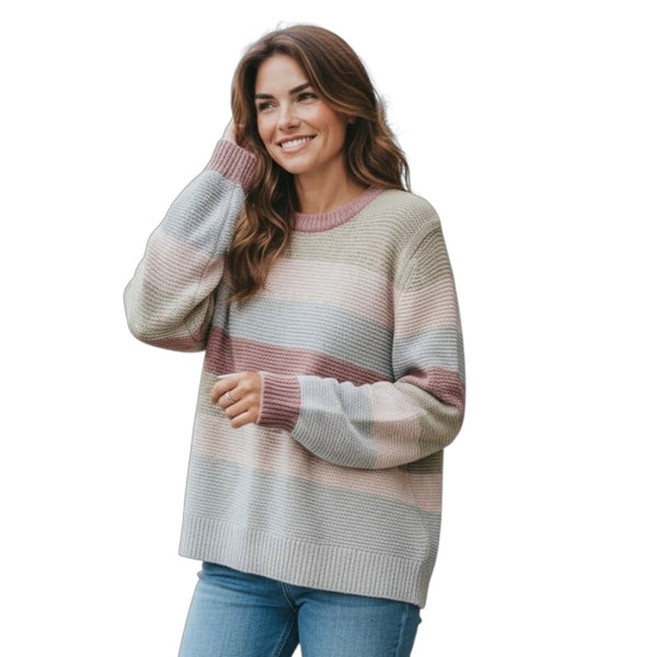 NWOT Rebecca Taylor La Vie Soft Wool Alpaca Blend Knit Pastel Striped Sweater XL