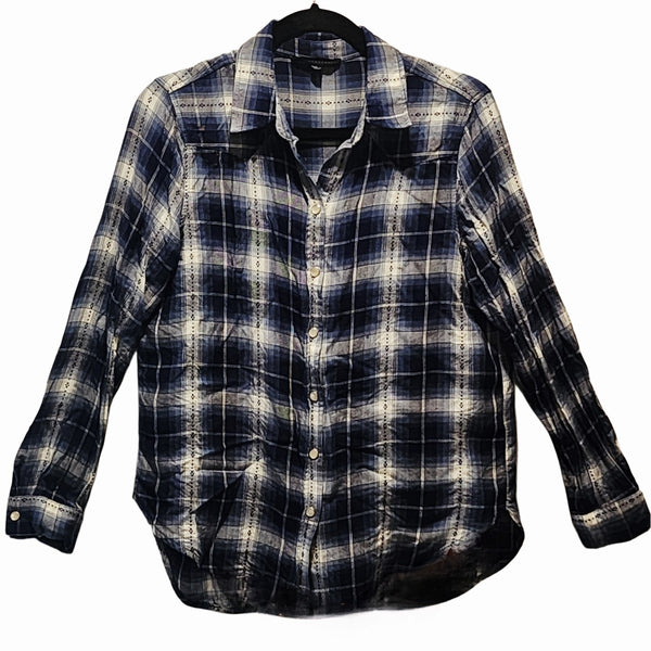Perhaps You Were Born for Such a Time as This Custom Christian Upcycled Plaid Western Shirt, S