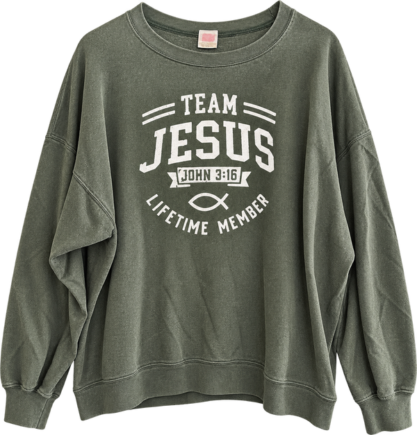 Team Jesus Lifetime Member John 3:16 Custom Christian Upcycled Sweatshirt, 3XL