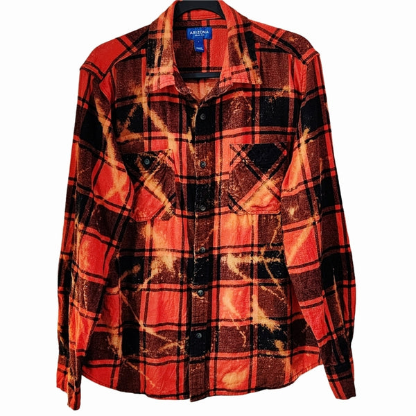 KC Chiefs Custom Ghost Upcycled Buffalo Plaid Flannel Shirt, Women's L