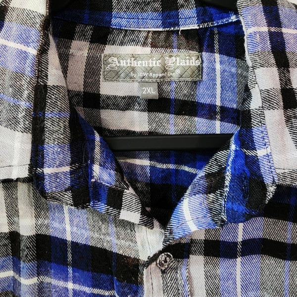 Kansas University KU Jayhawks Custom Upcycled Plaid Flannel Shirt, 2X