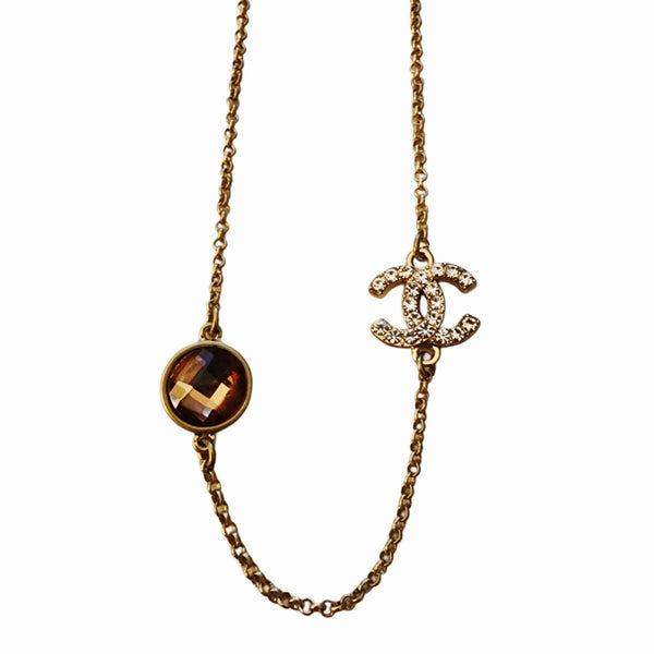 Pink & Clear Crystal Gem Upcycled Charm Necklace